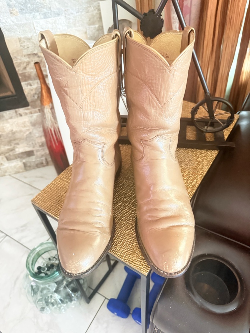 Justin Boots Tan Leather Western Cowboy Boots